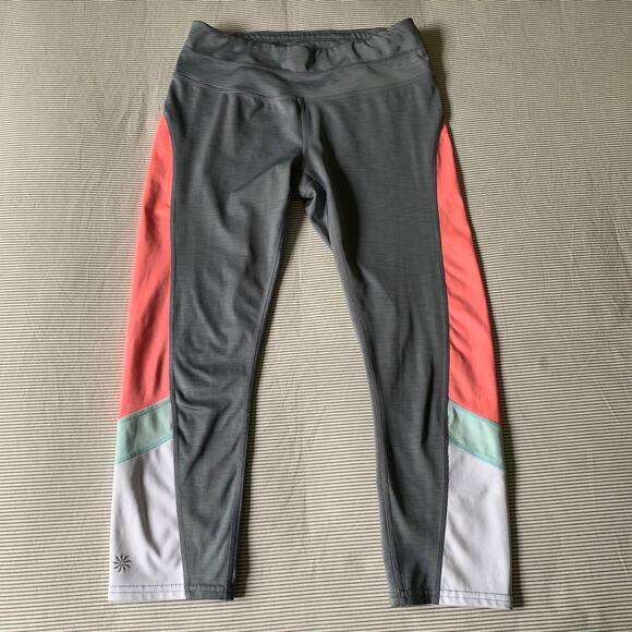 Athleta Leggings Womens Small Gray Colorblock Sonar Cropped Athletic Gym Active - Picture 2 of 9